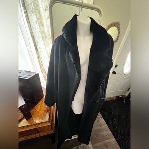 Steve By Searle Womens Size M/L Black  Alpaca Wool Blend Long Coat Made In USA